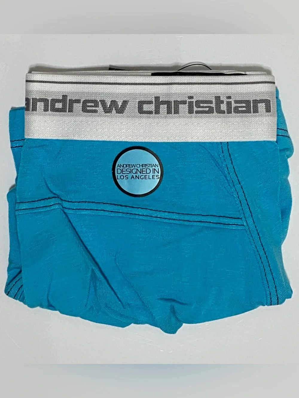 NWT! Andrew Christian Almost Naked Boxer Briefs MED AQUA